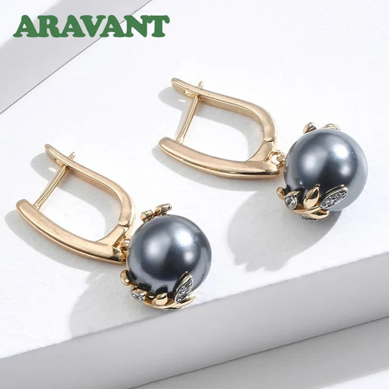 925 Silver 18K Gold Black Pearl Long Dangle Earring For Women Fashion Jewelry Gift