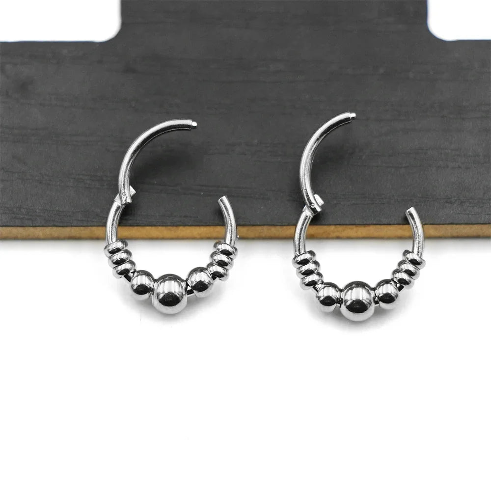 1pc 316L Surgical Steel  Septum Clicker Ear Cartilage Helix Tragus Faux Daith Earring Hoop Body  Piercing Jewelry Nose Ring