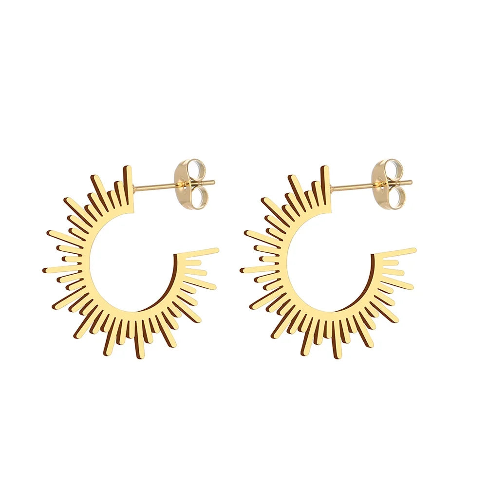 Stainless Steel Jewelry Geometric Earrings For Women Best Half Circle Spiked Femme Charm Earrings Party Best Wedding Gifts