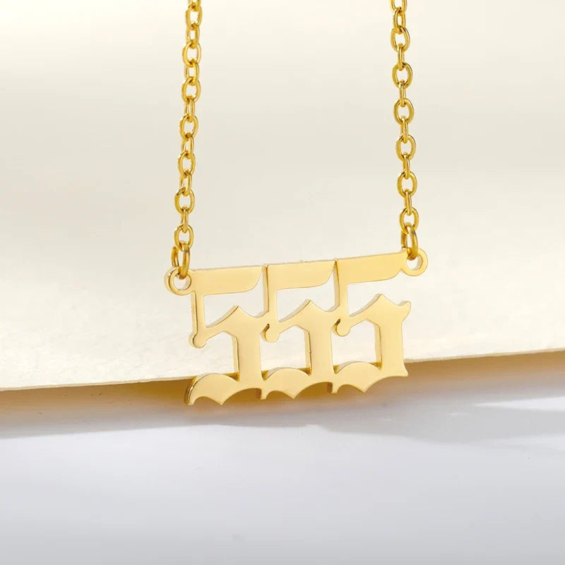 777 Angel Number Necklaces For Women Stainless Steel Couple Necklace Goth Chains Collar Choker Vintage Jewelry Aesthetic