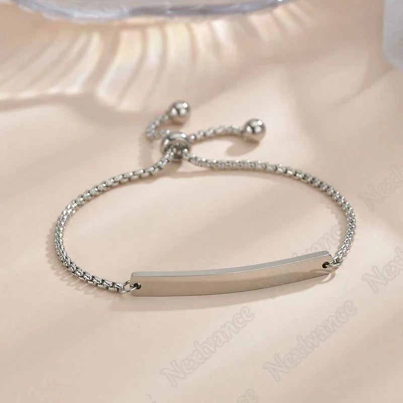 Nextvance Customized Engraving Nameplate Couple Bracelets on hand Stainless Steel Chain Bracelet  For Women Lovers  Jewelry Day