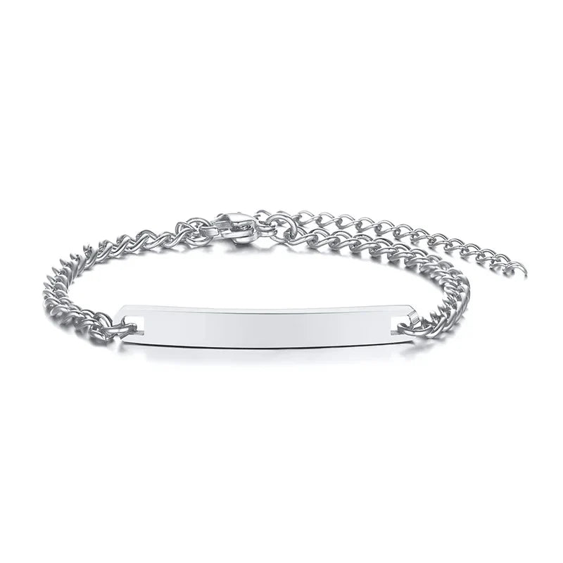 Persoanlized Custom Name Heart Bracelet,Stainless Steel Figaro Chain Link Adjustable,Engraved Gift for Boy Girl