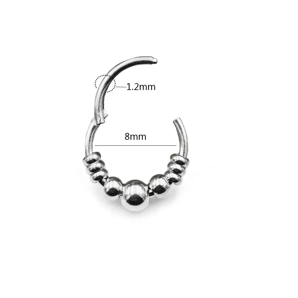 1pc 316L Surgical Steel  Septum Clicker Ear Cartilage Helix Tragus Faux Daith Earring Hoop Body  Piercing Jewelry Nose Ring