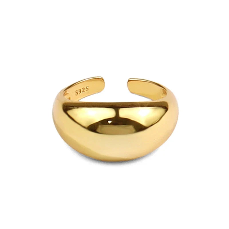 VENTFILLE 925 Sterling Silver Ring for Women Men Smooth Geometric Finger Ring Adjustable Party Jewelry Wholesale