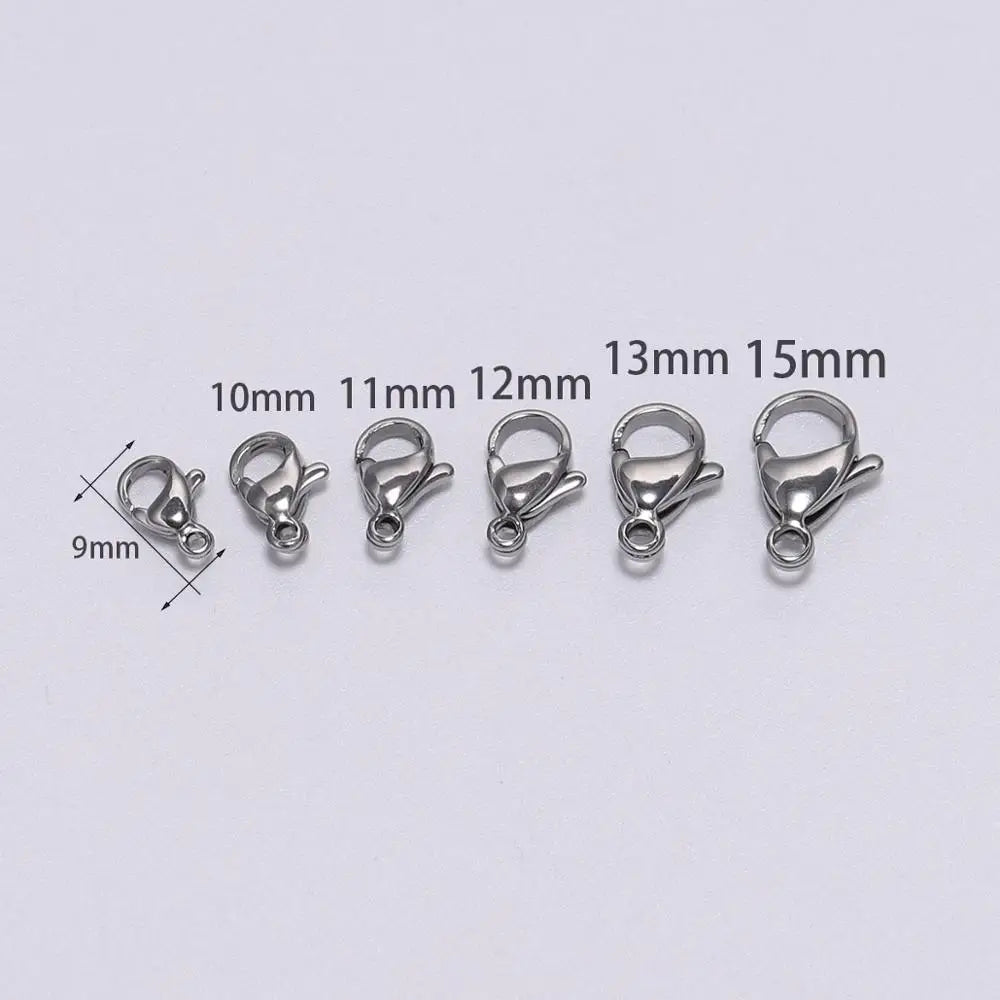 10pcs/lot Stainless Steel Lobster Clasp Hooks Bracelet Necklace Chain Connectors For DIY Jewelry Making Supplies Accessories