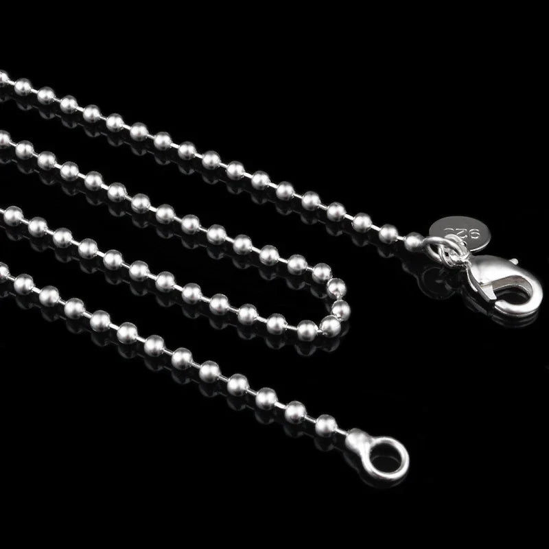 Aravant 925 Silver 2MM Bead Chain Necklace For Women Fashion Jewelry Gifts