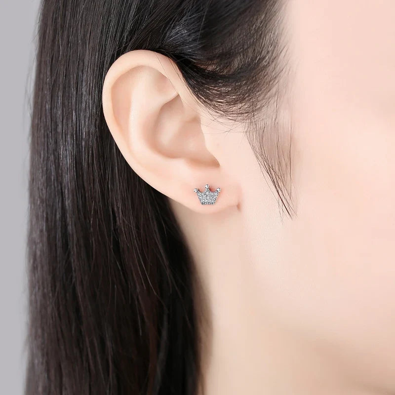 Original 925 Sterling Silver Earrings 2026 Stud Hoop Crystal Earings For Women Rose Gold Crown Heart Infinity Bee Earing Jewelry