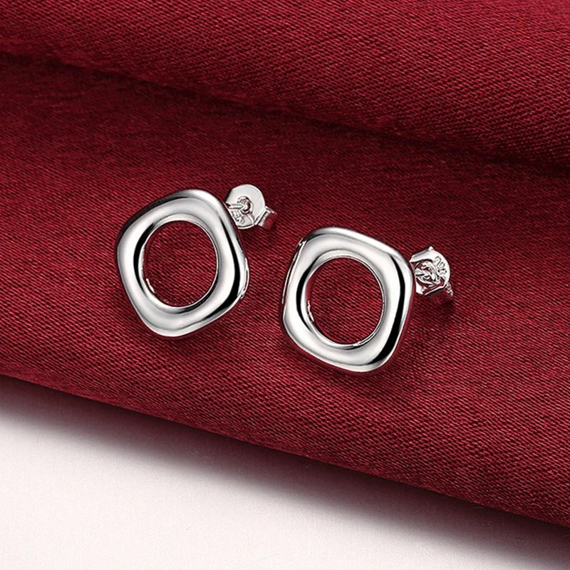 Aravant 925 Silver Square Earrings Rings Necklace Bracelet Set For Women Party Jewelry Christmas Gift