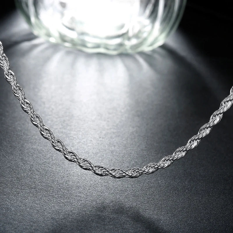 Aravant 925 Silver 4MM Twist Snake Chain Necklace For Women Fashion Jewelry