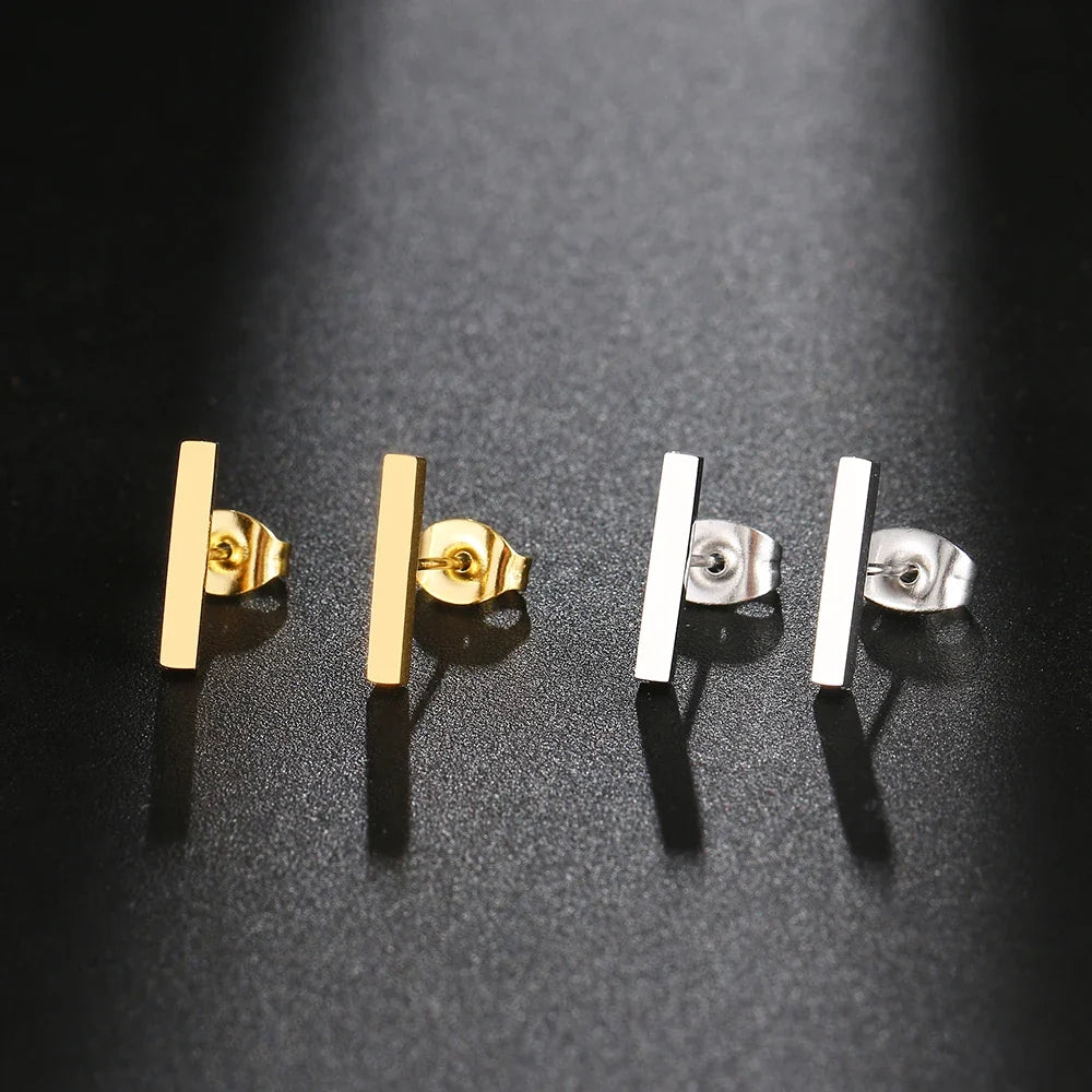 Stainless Steel Earrings Minimalist Stick Fashion Stud Earrings Classic Simple Earrings For Women 2022 Jewelry Wedding Party NEW