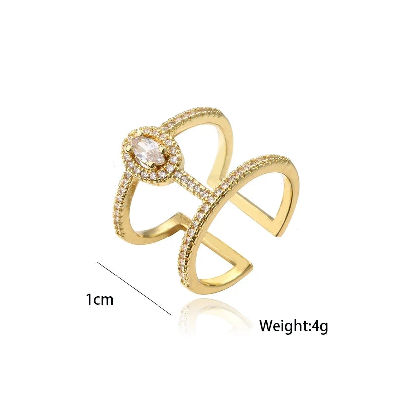 NEWBUY Fashion Gold Color Geometric Copper Ring Women Wedding Jewelry Hot Sale AAA+ Cubic Zirconia Finger Ring Femme Bijoux