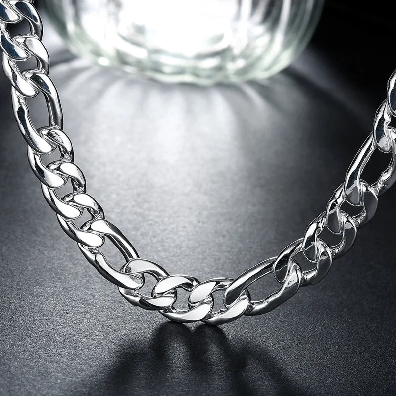 Aravant 925 Silver Simple 6MM 8MM Sideways Necklace Bracelet Chains For Men Women Fashion Jewelry