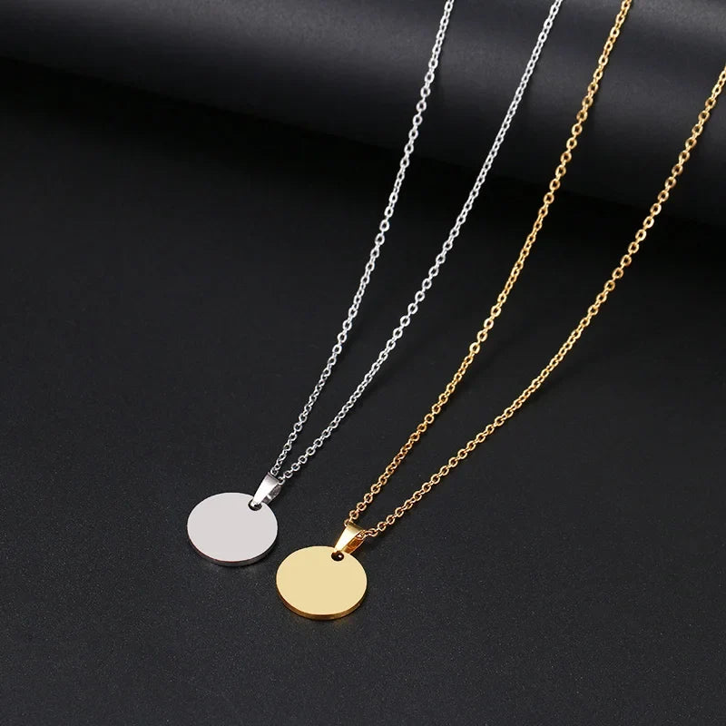 DOTIFI Stainless Steel Necklace Round Circle Pendant For Women Elegant Clavicle Rose Gol dNecklace Wedding Jewelry Wholesale