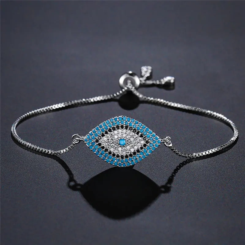 NEWBUY 2026 Trendy Turkish Gold Color Evil Eye Bracelet Adjustable AAA CZ Pave Setting Female Luckry Party Jewelry Gift