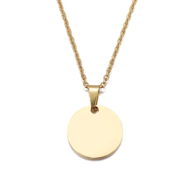 DOTIFI Stainless Steel Necklace Round Circle Pendant For Women Elegant Clavicle Rose Gol dNecklace Wedding Jewelry Wholesale