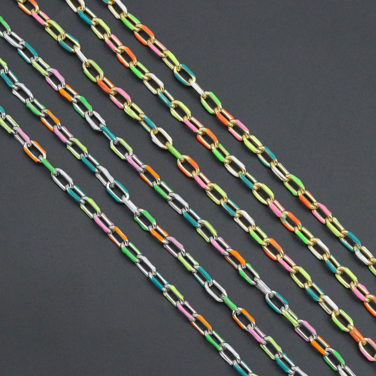 High Quality Colorful enamel Oval Link Chain by foot/Necklace,sku#HX07