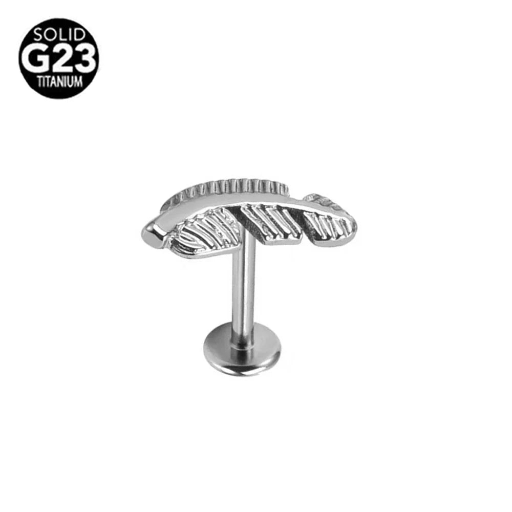 G23 Titanium Snake Bee Feather Labret Piercing 16G Internal Thread Earring Stud Cartilage Helix Body Jewelry