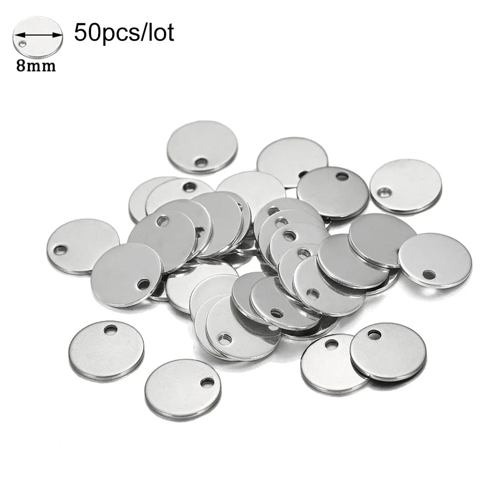 10-50Pcs Gold Stainless Steel Customized Dog Tag Heart-Shaped Oval Blanks Charm Pendant Charms For DIY Jewelry Making Supplies