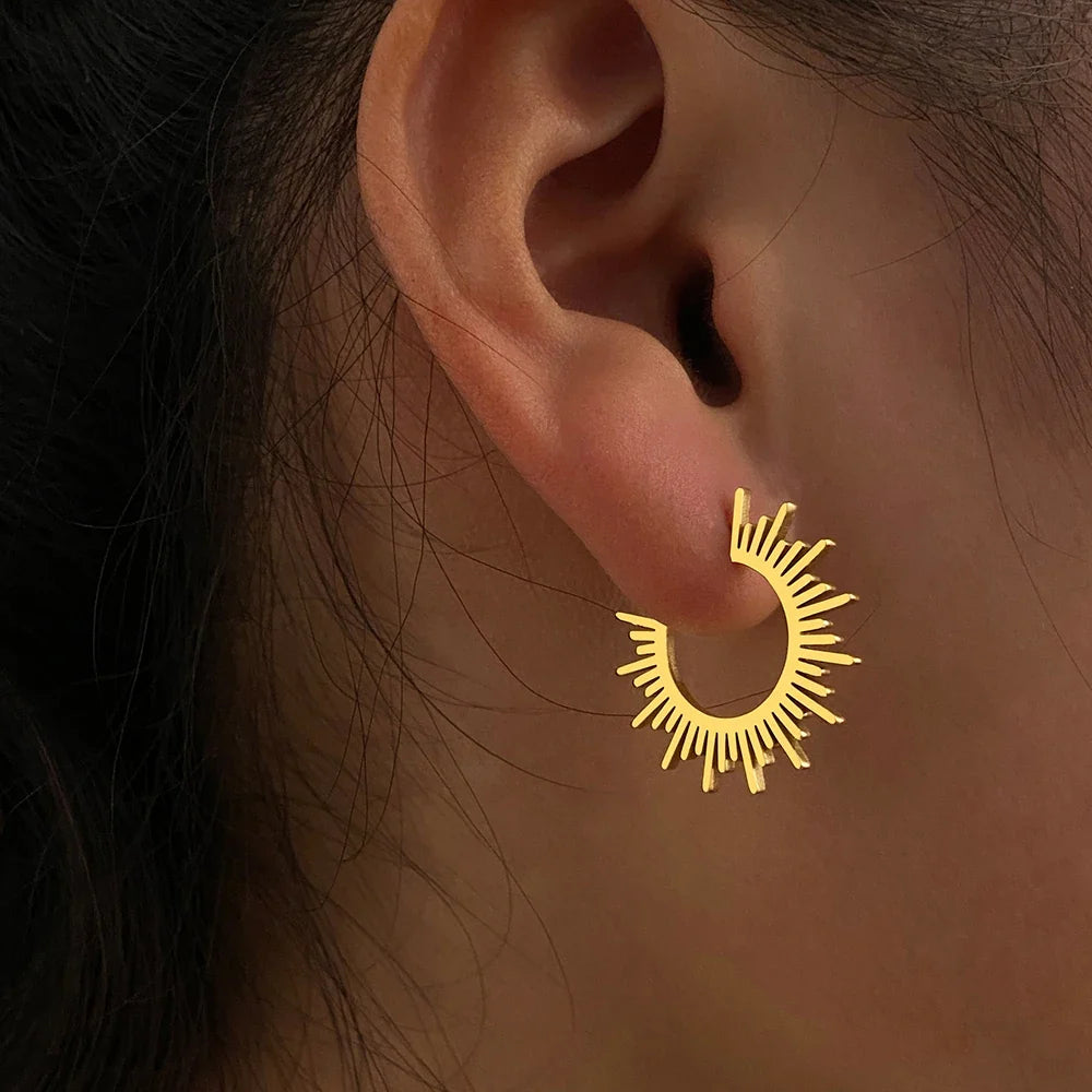 Stainless Steel Jewelry Geometric Earrings For Women Best Half Circle Spiked Femme Charm Earrings Party Best Wedding Gifts