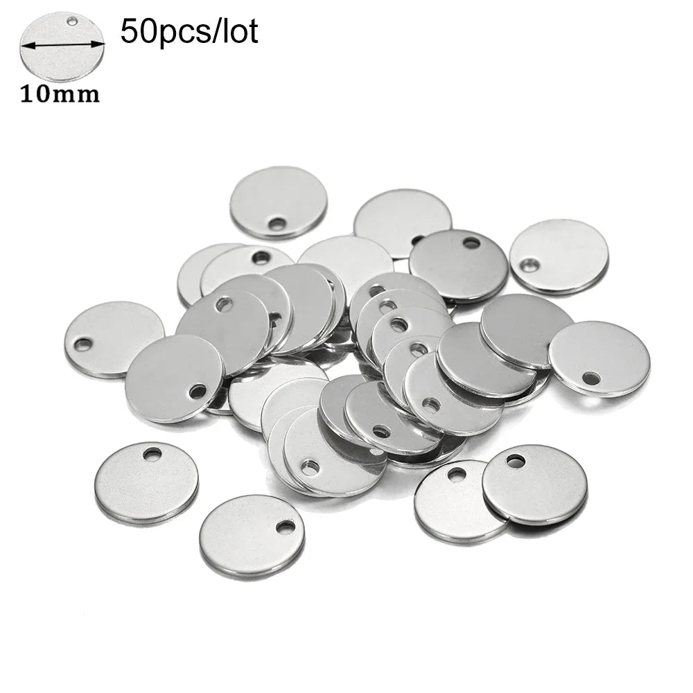 10-50Pcs Gold Stainless Steel Customized Dog Tag Heart-Shaped Oval Blanks Charm Pendant Charms For DIY Jewelry Making Supplies