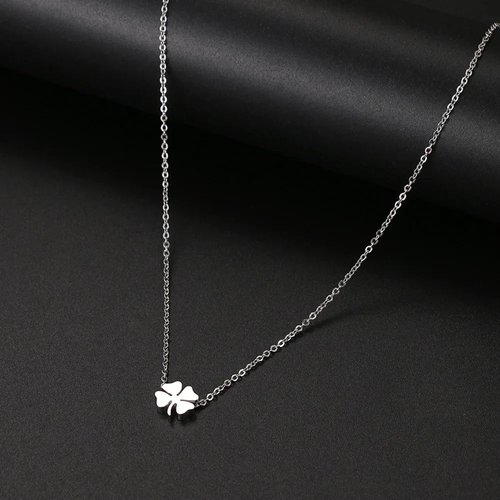 Stainless Steel Necklaces Four Leaf Clover Fashion Classic Style Men Chain Necklace For Women Jewelry Collar Pendant Gifts NEW