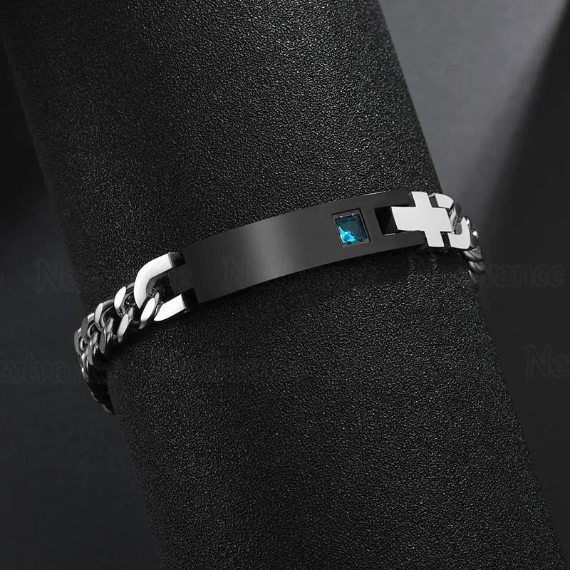 Nextvance Customized Engraving Nameplate Couple Bracelets on hand Stainless Steel Chain Bracelet  For Women Lovers  Jewelry Day