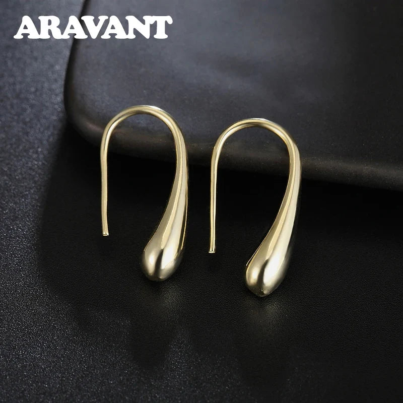 Aravant 925 Silver Earring For Women Water Drop Gold Earrings Fashion Wedding Jewelry Gifts
