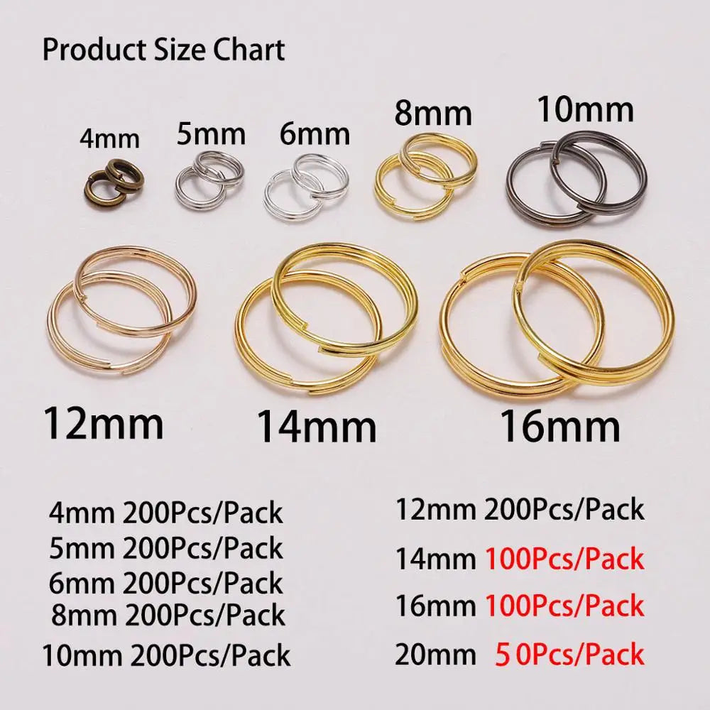 50-200pcs/lot Open Jump Rings 4 6 8 10 12 mm Double Loops Split Rings Necklace Bracelet Connectors For DIY Jewelry Making