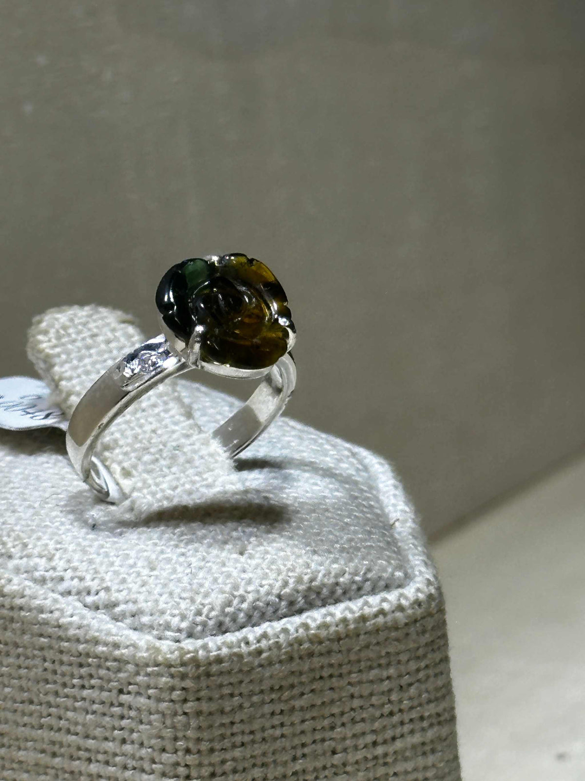 Sterling Silver Yellow & Green Tourmaline Flower Ring (03.0048)