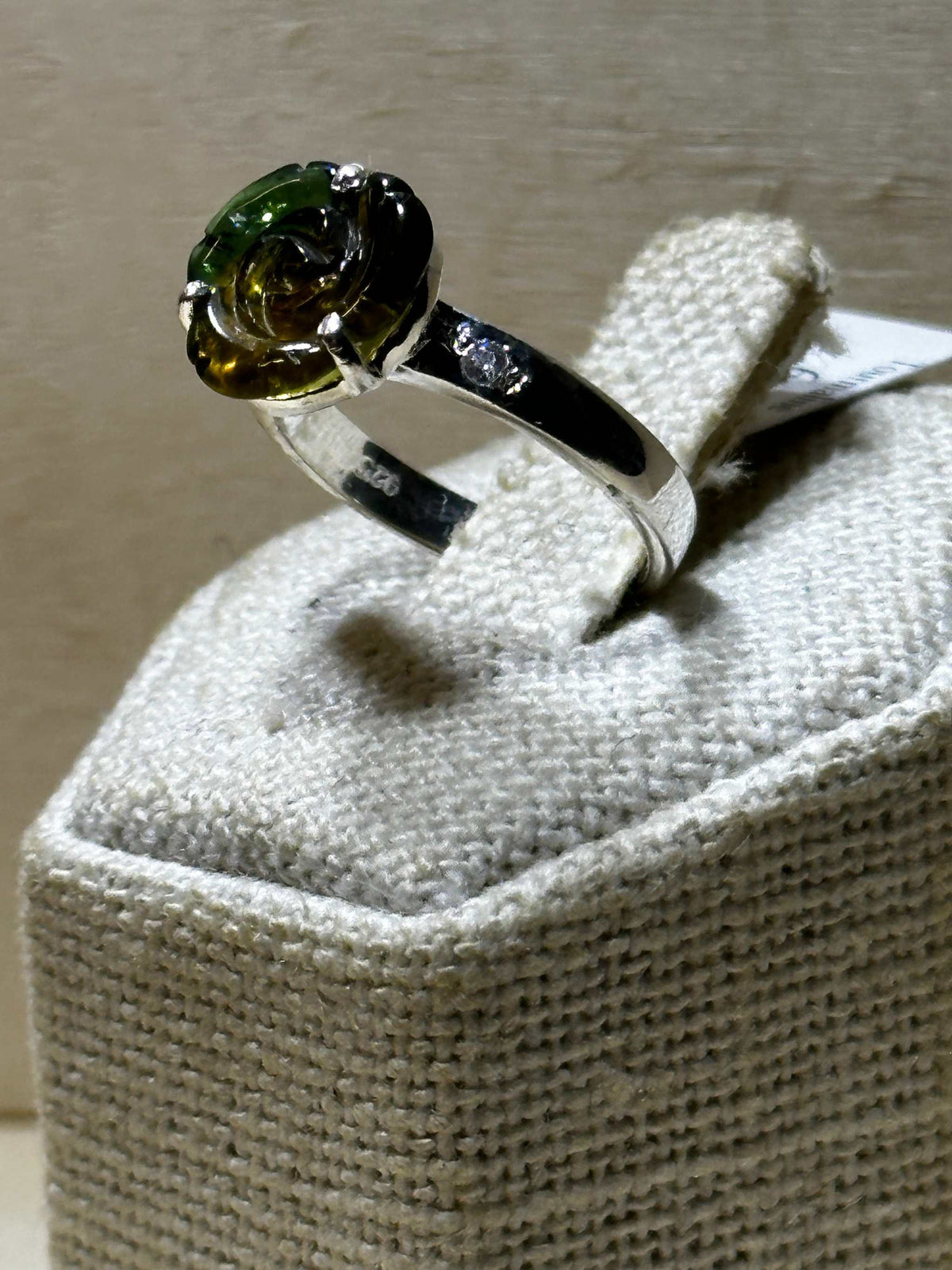 Sterling Silver Yellow & Green Tourmaline Flower Ring (03.0048)