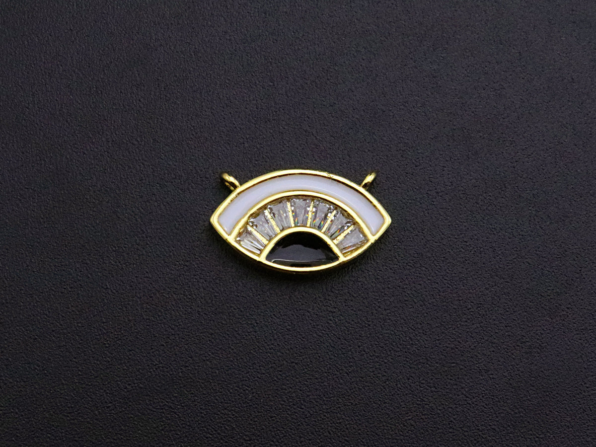 Enamel Evil Eye Connector Pendant, CZ Micro Pave Oil Drop pendant,Enamel pendant,Enamel Jewelry, 17x10mm, sku#F1051