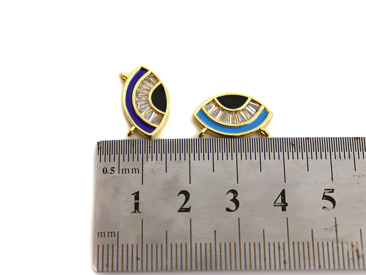 Enamel Evil Eye Connector Pendant, CZ Micro Pave Oil Drop pendant,Enamel pendant,Enamel Jewelry, 17x10mm, sku#F1051