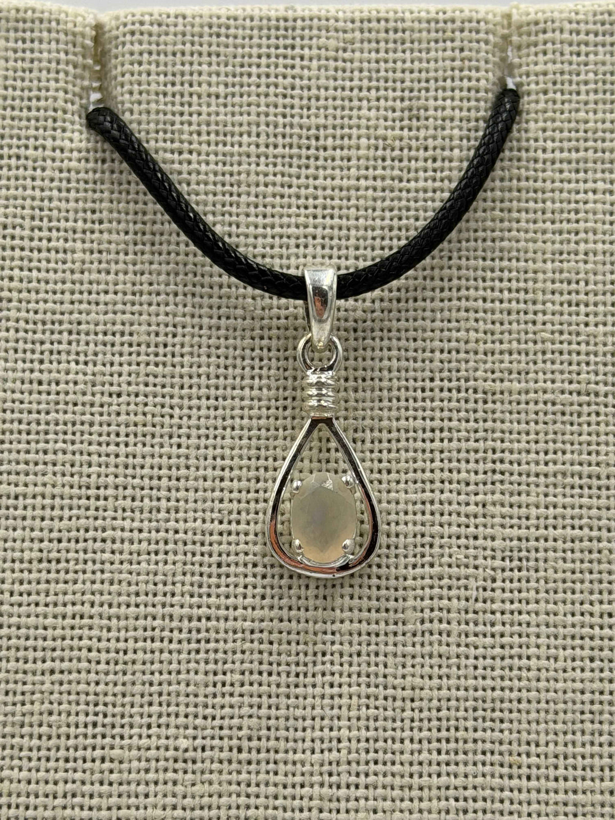 Sterling Silver Open Teardrop Ethiopian Opal Pendant