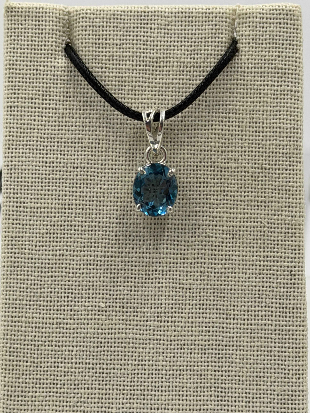Sterling Silver Oval London Blue Topaz Pendant Size 1