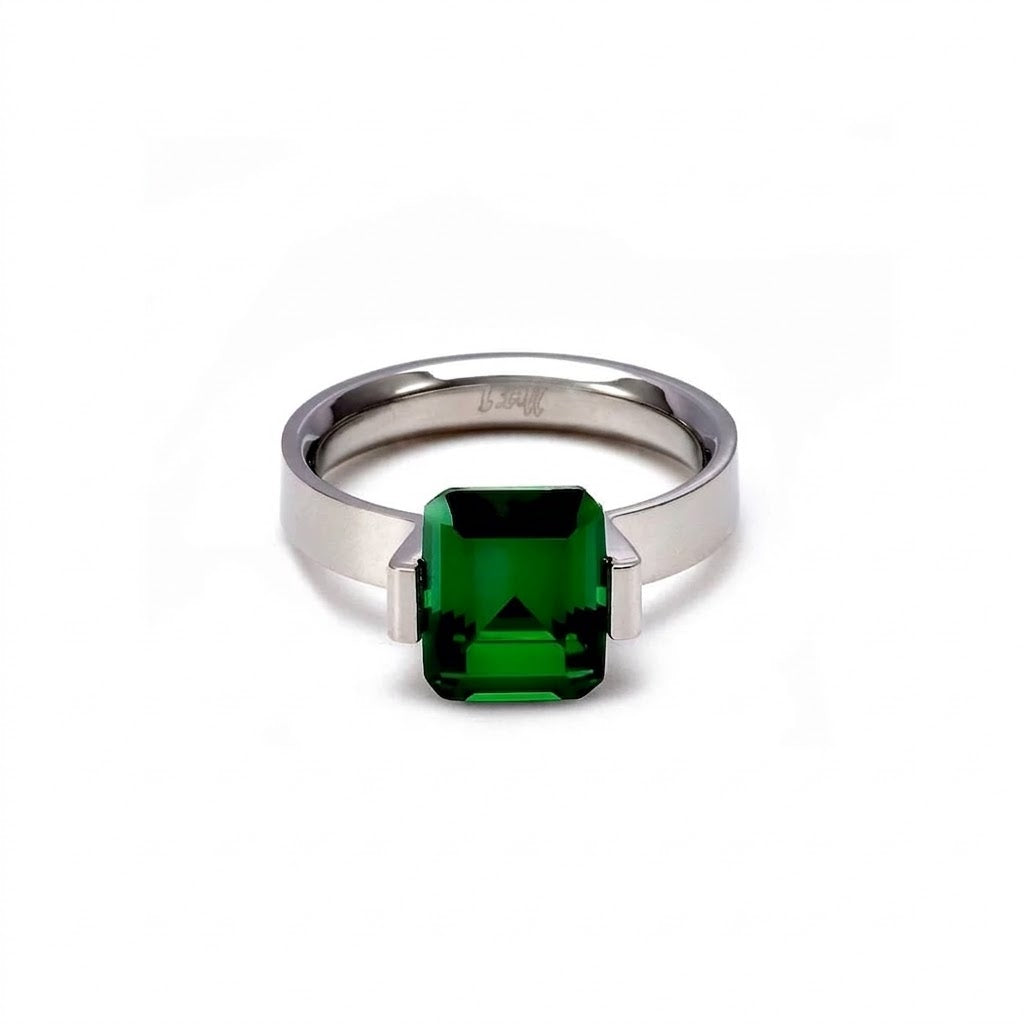 RG210GR B.Tiff 3 ct Green Emerald Cut Engagement Ring