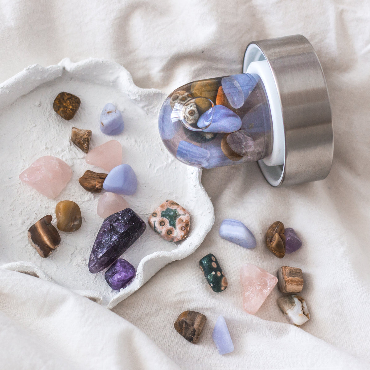 ViA FIVE ELEMENTS | Amethyst, Chalcedony, Petrified Wood, Rose Quartz & Agate