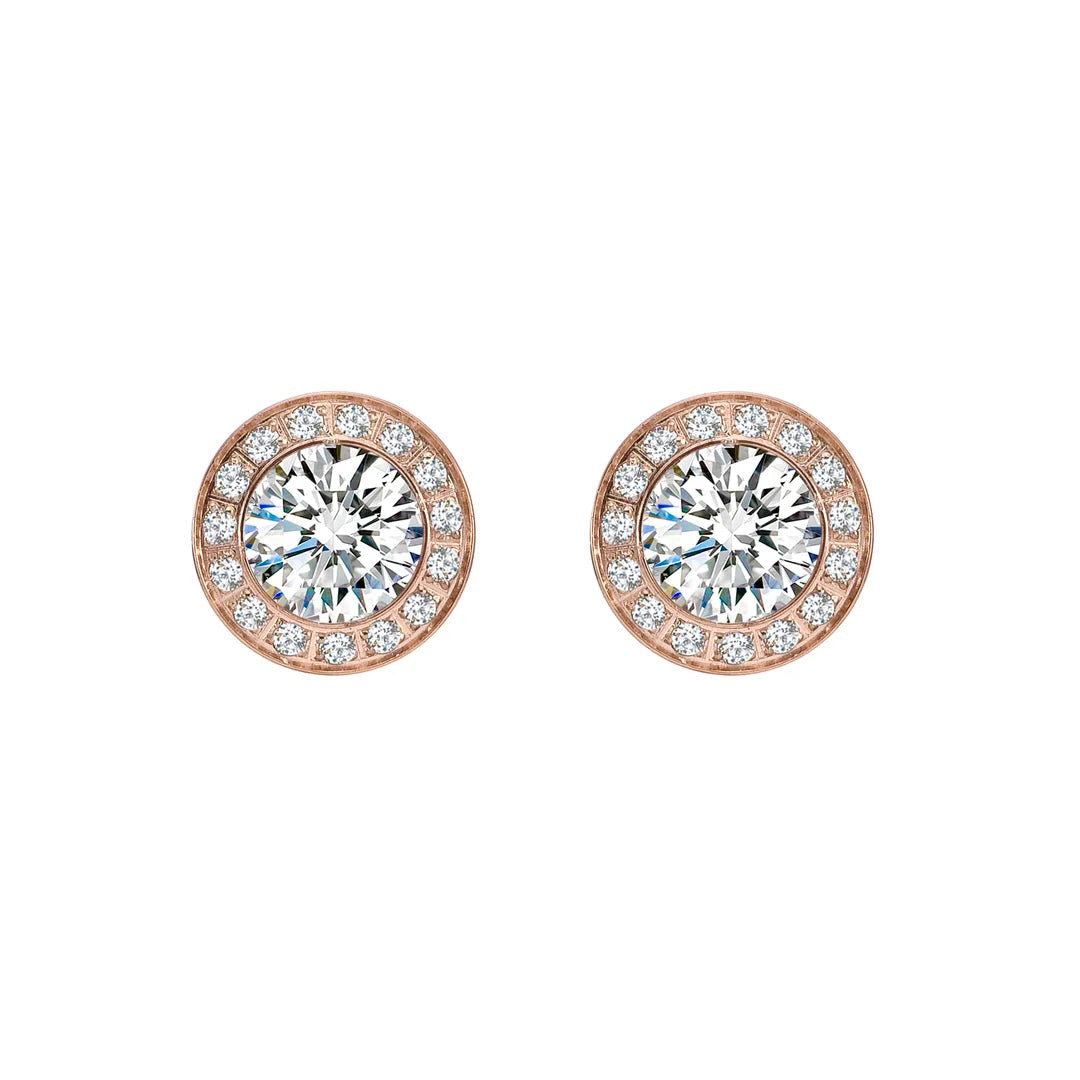 ER125RG B.Tiff Rose Gold Pavé 1 ct Aŭreolo Earrings