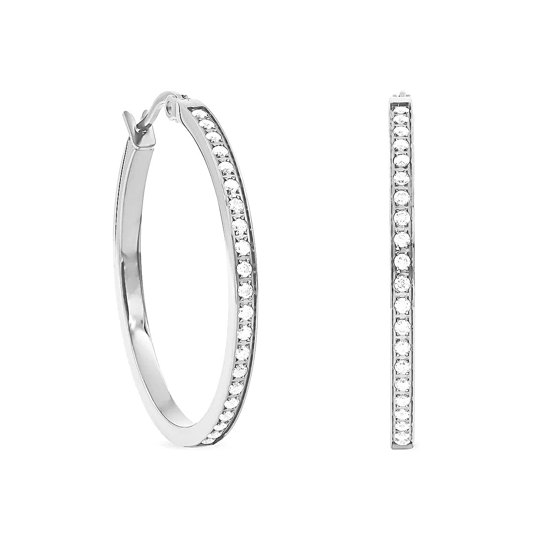 ER312W B.Tiff Pavé 42-Stone Classic Medium Hoop Earrings