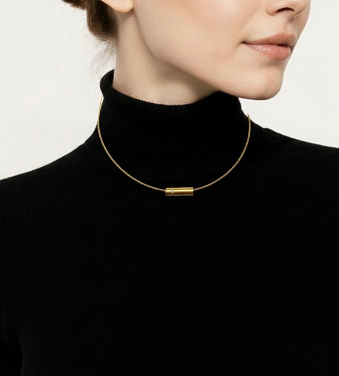 PT080G B.Tiff Gold Pavé Rouleau Pendant
