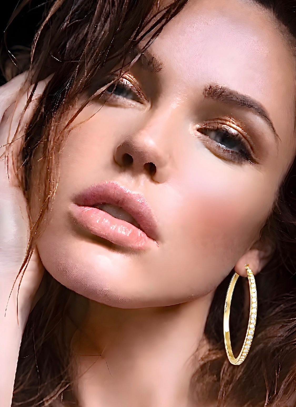 ER322G B.Tiff Gold Pavé 146-Stone Big Hoop Earrings