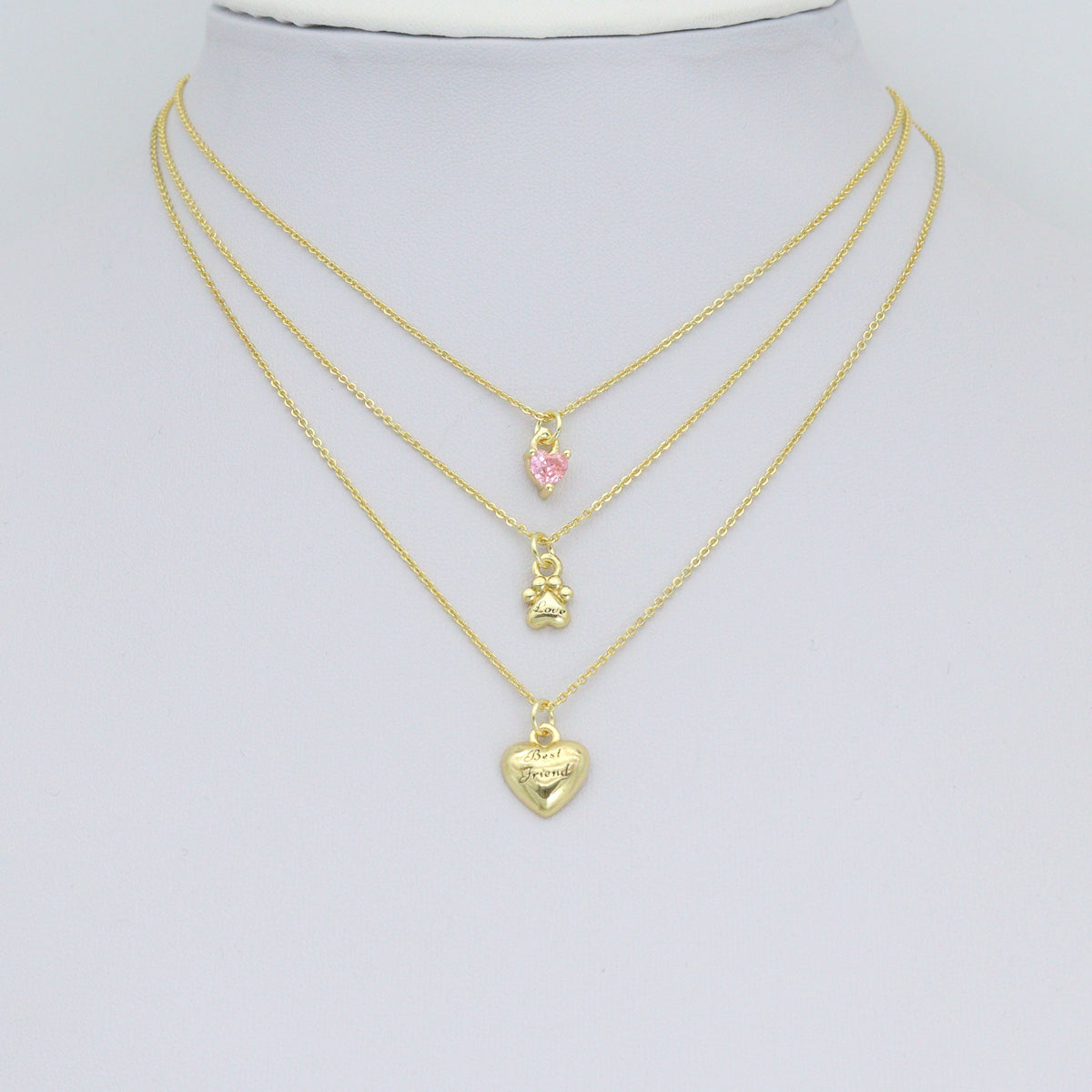 CZ Gold Heart Ram's Horn Charm Pendant,Sku#LD752