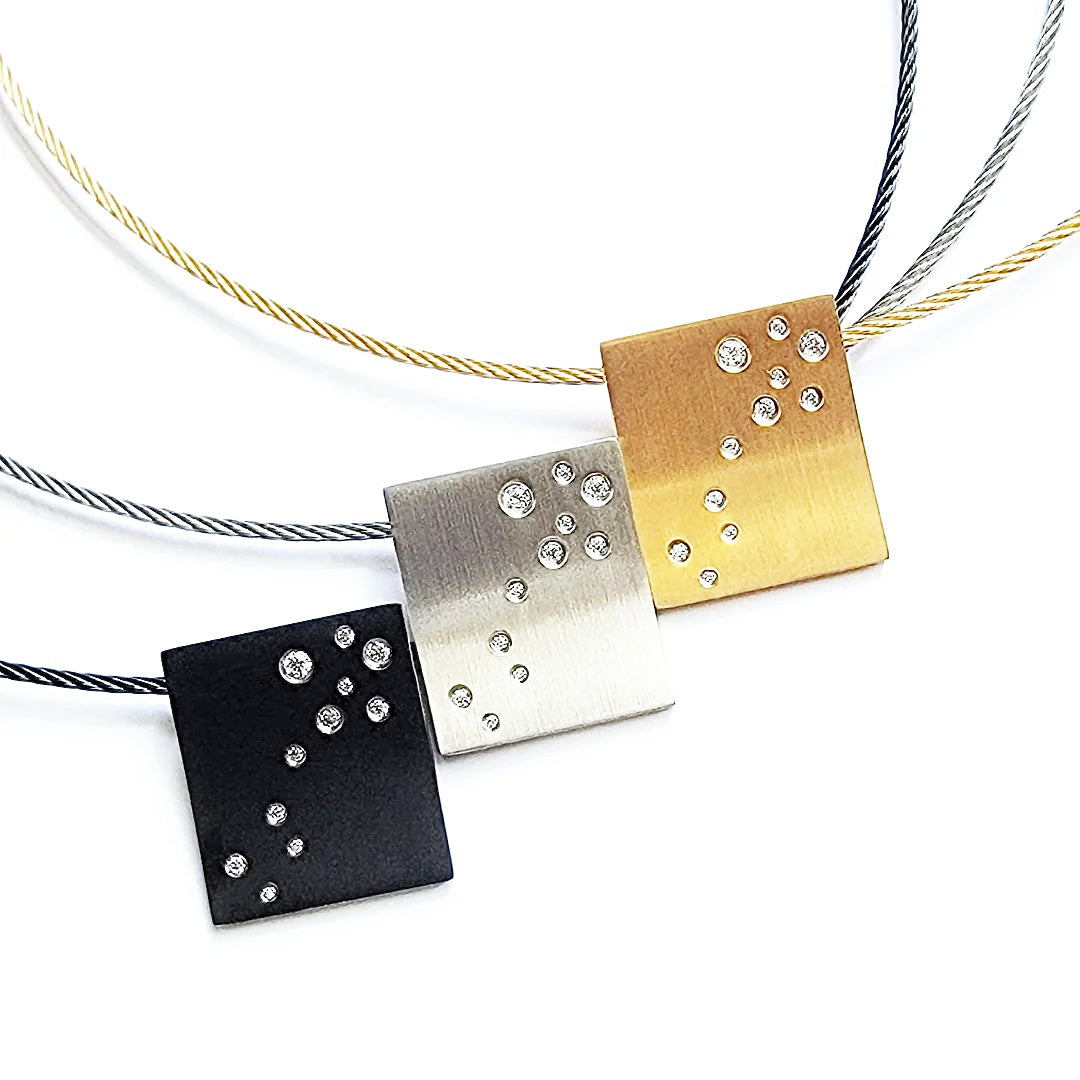PT094B B.Tiff Black Pavé Galaxie Pendant