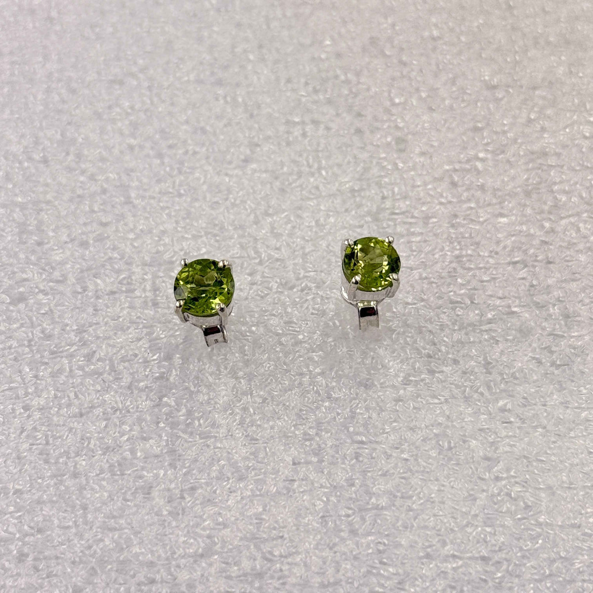 Sterling Silver Round Peridot Post Earrings Size 1
