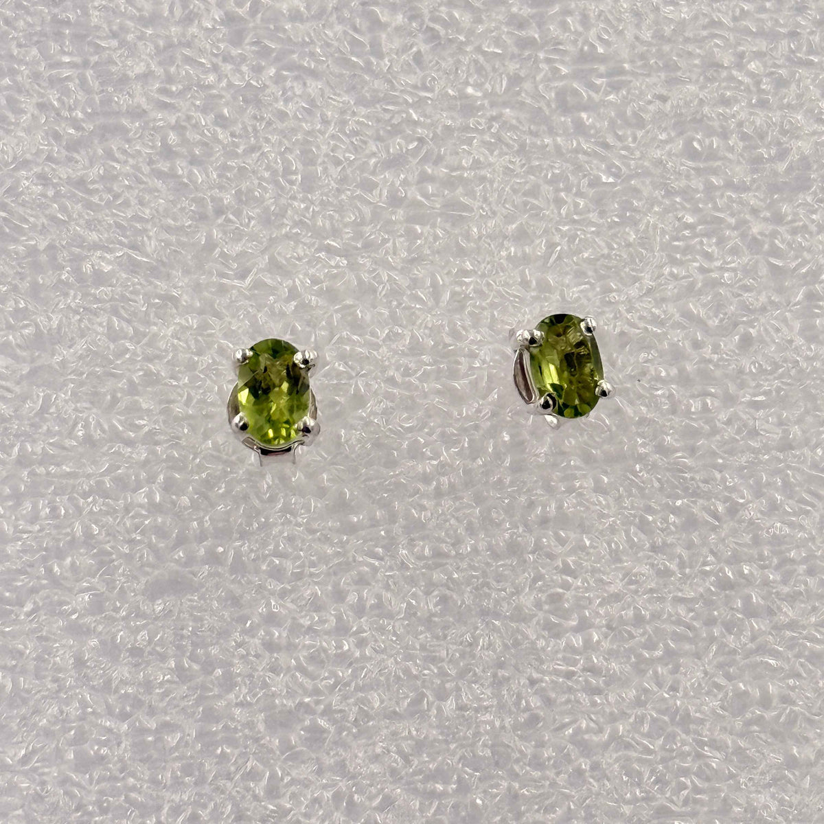 Sterling Silver Oval Peridot Post Earrings Size 4