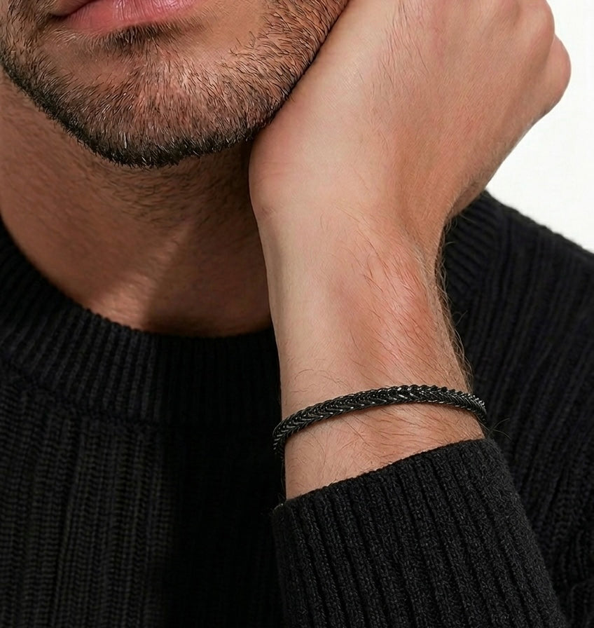 BG140B B.Tiff Black Franco Link Bracelet