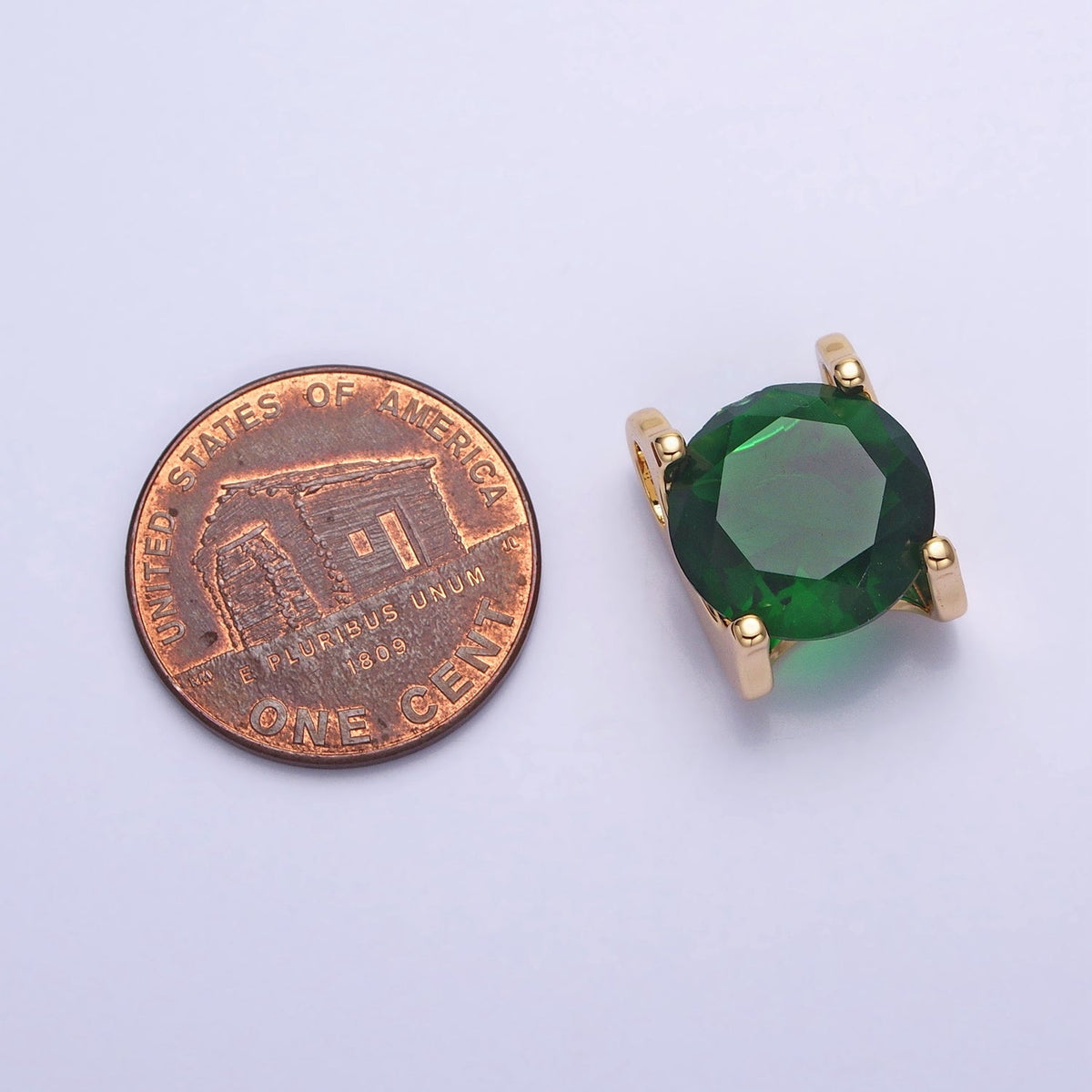 16K Gold Filled Emerald Green Birthday May Birthstone 12mm Add-On Charm in Silver & Gold | AC-400 AC-951