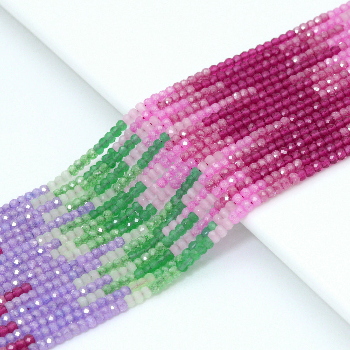 2x3mm Multicolor CZ with Cat's Eye Rondelle Faceted Beads, Sku#U2326