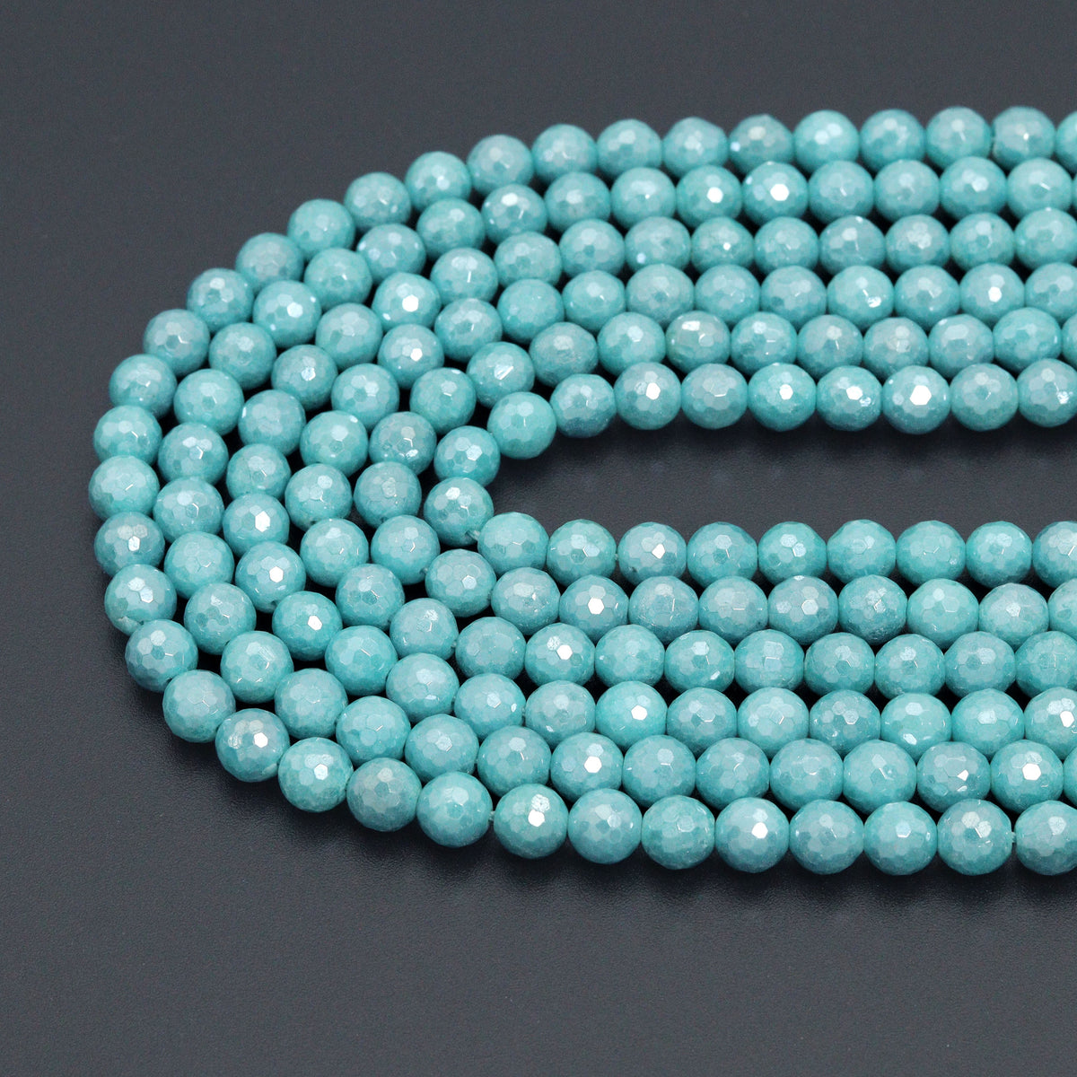 Mystic Silverite Plated Faceted Emerald Jade beads, U343