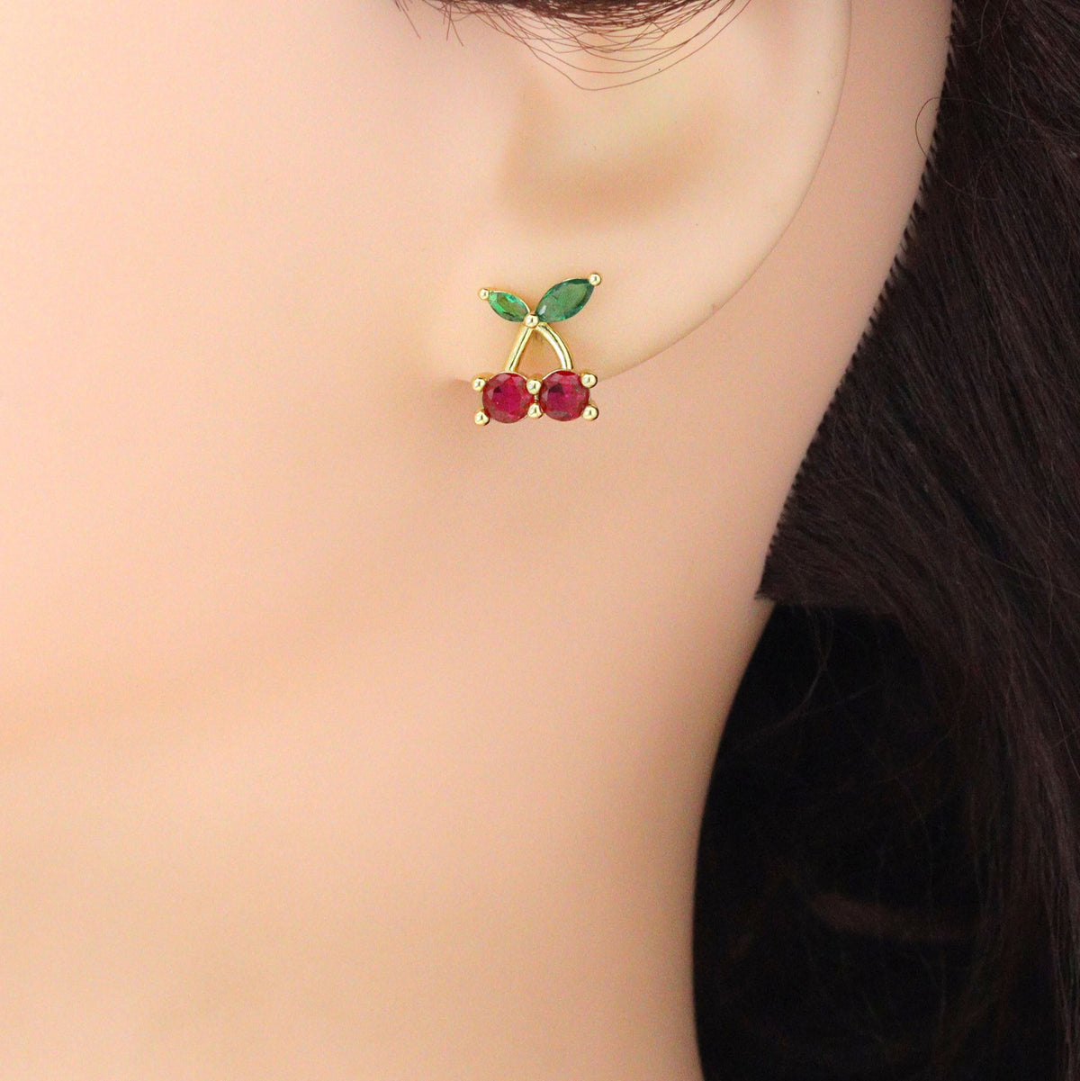 Cute Cherry Stud Earrings, Sku#ML66