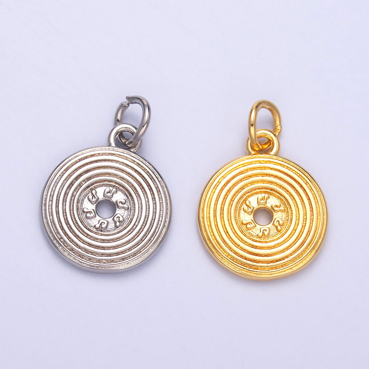 24K Gold Filled 13mm Music Vinyl Record Album Charm in Gold & Silver | N055